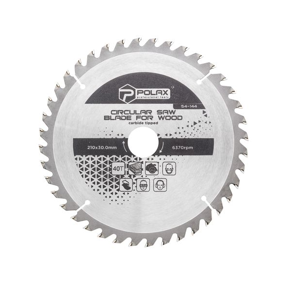 Circular saw blade for wood, carbide tipped 210x30.0/25.4, 40Т image 1