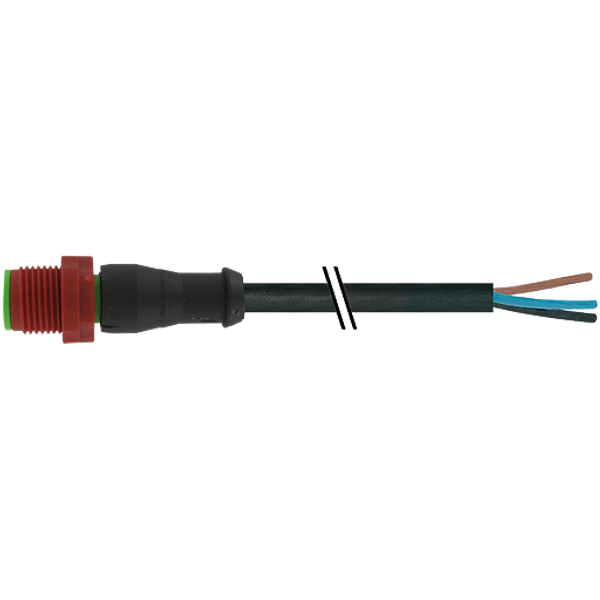 M12 male 0° C-cod. with cable PUR 3x0.75 bk UL/CSA 5m image 1