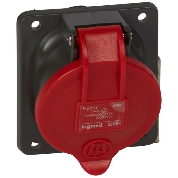 Panel mounting socket-inclined outlet Hypra-IP44 -380/415V -16A -3P+N+E -plastic image 2