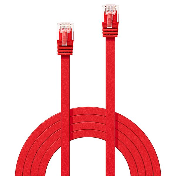 5m Cat.6 U/UTP Flat Network Cable, Red RJ45, M/M, 250MHz, copper, 32AWG image 2