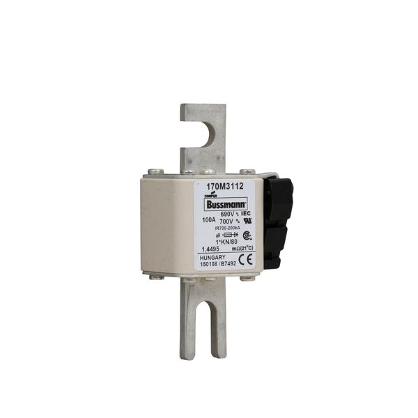 Fuse-link, high speed, 100 A, AC 690 V, compact DIN 1, 45 x 59 x 104 mm, aR, DIN, IEC, single indicator image 10