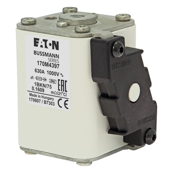 Fuse-link, high speed, 630 A, AC 1000 V, size 1, 53 x 69 x 74 mm, aR, IEC, UL, single indicator image 5