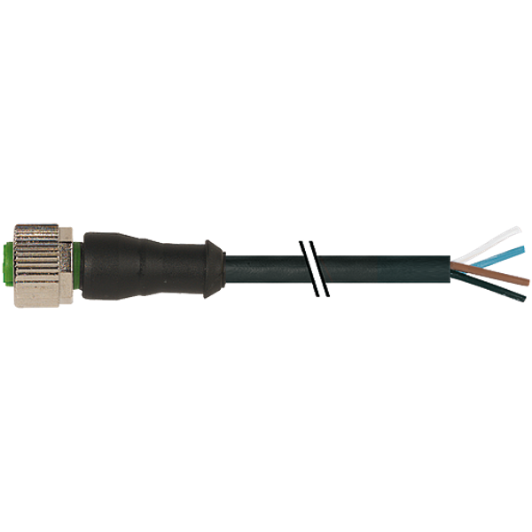 M12 female 0° A-cod. with cable PUR 4x0.34 bk UL/CSA+drag ch. 8.5m image 1