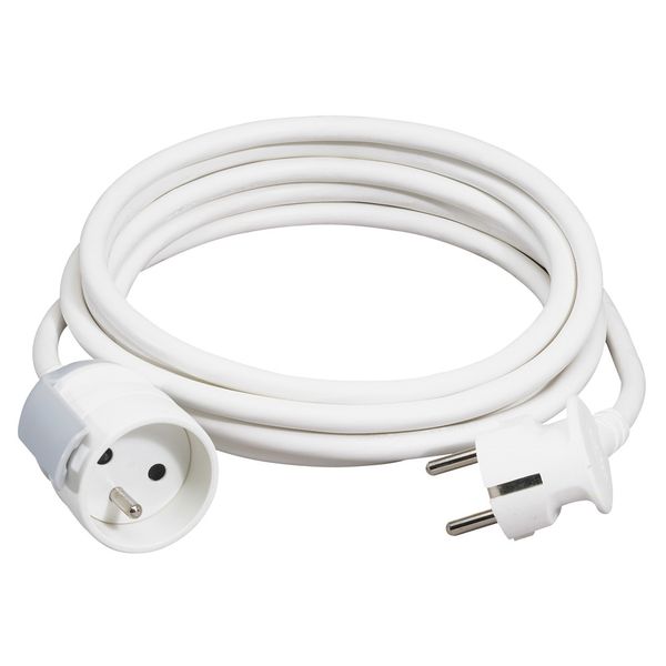 2P+E domestic extension cord with suspension hook and protective clips length 5m - white image 1