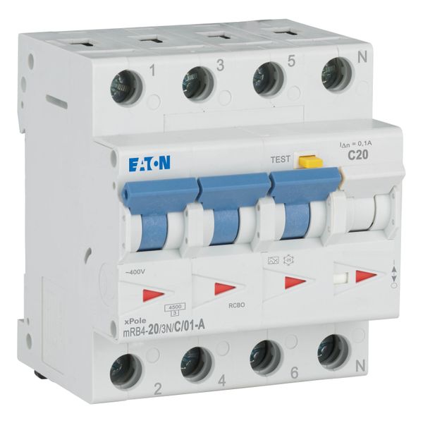 RCD/MCB combination, 20 A, 100 mA, MCB trip characteristic: C, 3p+N, RCD trip characteristic: A image 7