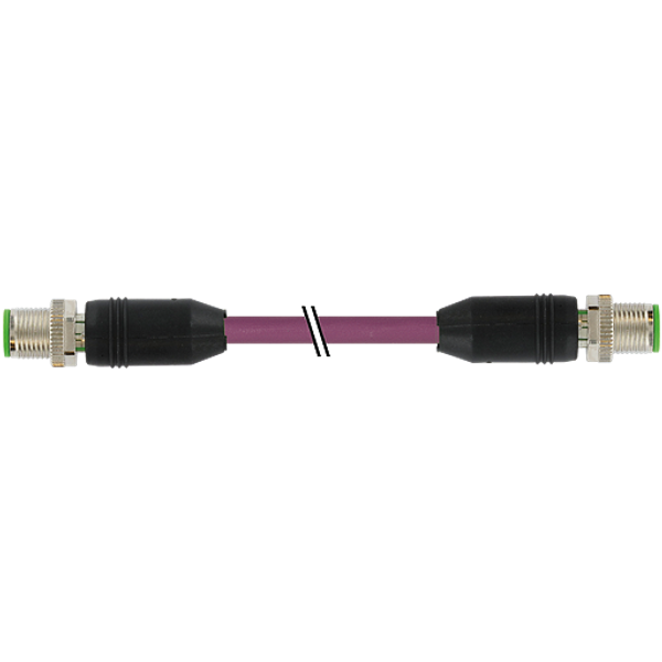 M12 male 0°/M12 male 0° D-cod. PUR 1x4xAWG22 shielded vt+drag-ch 13m image 1