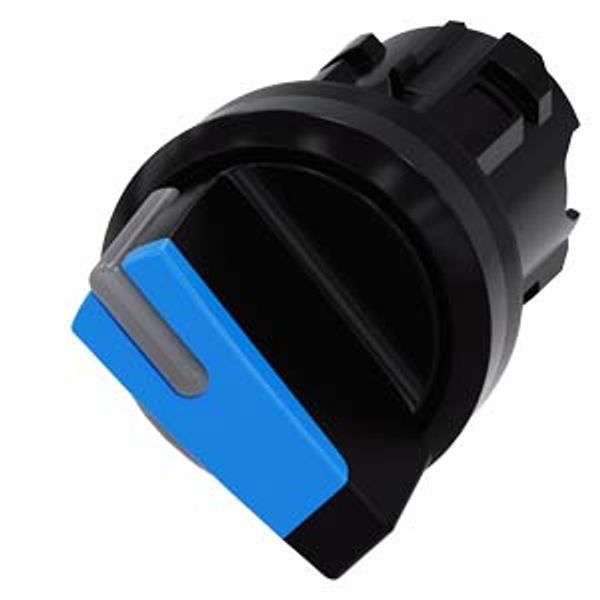 Selector switch, illuminable, 22 mm, round, plastic, blue, selector switch, short, 3SU1002-2BF50-0AA0-Z Y19 image 2