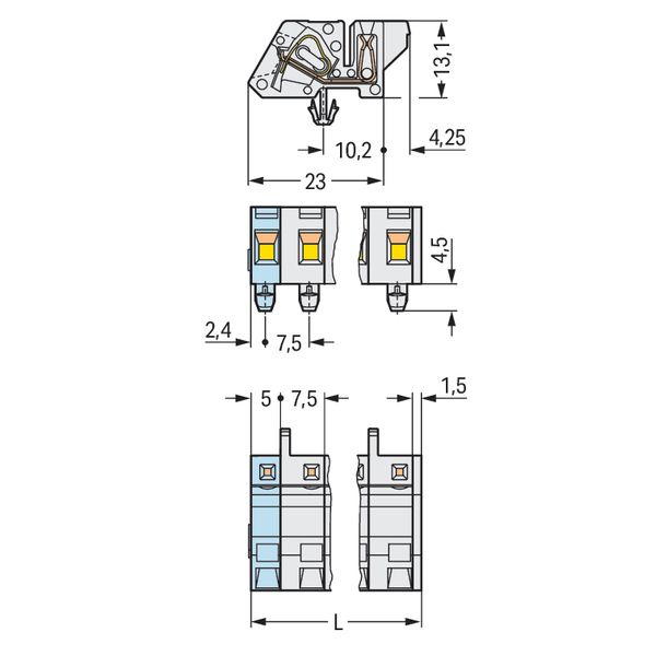 1-conductor female connector, angled CAGE CLAMP® 2.5 mm² light gray image 4