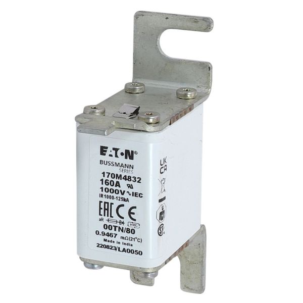 Fuse-link, high speed, 160 A, AC 1000 V, size 00, 30 x 47 x 98 mm, aR, DIN, IEC, type T indicator image 23