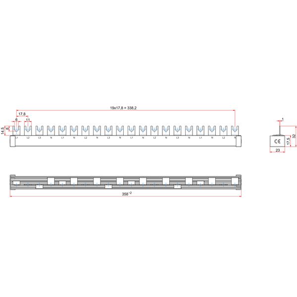 Busbar, 1xRCCB 4-pole, 8xMCB 1+N, 20 MW, 10 mmý image 9