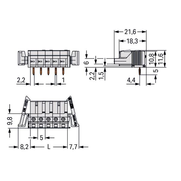 THT female header angled Pin spacing 5 mm light gray image 4