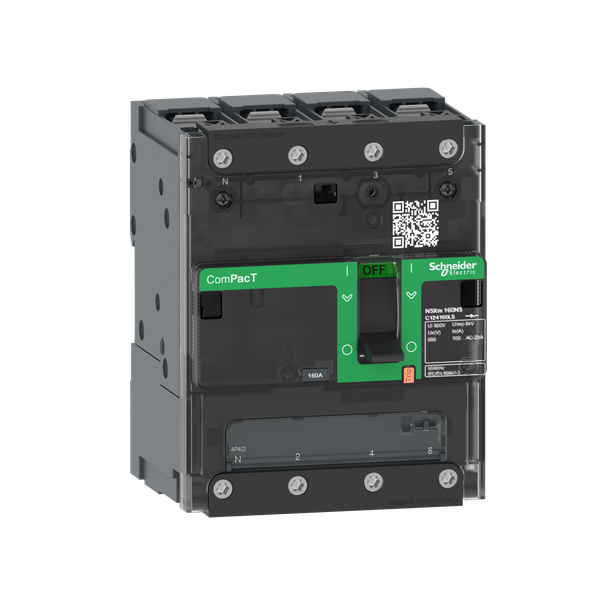 Switch disconnector, ComPacT NSXm 100NA, 4 poles, thermal current Ith 160A, compression lugs and busbar connectors image 4