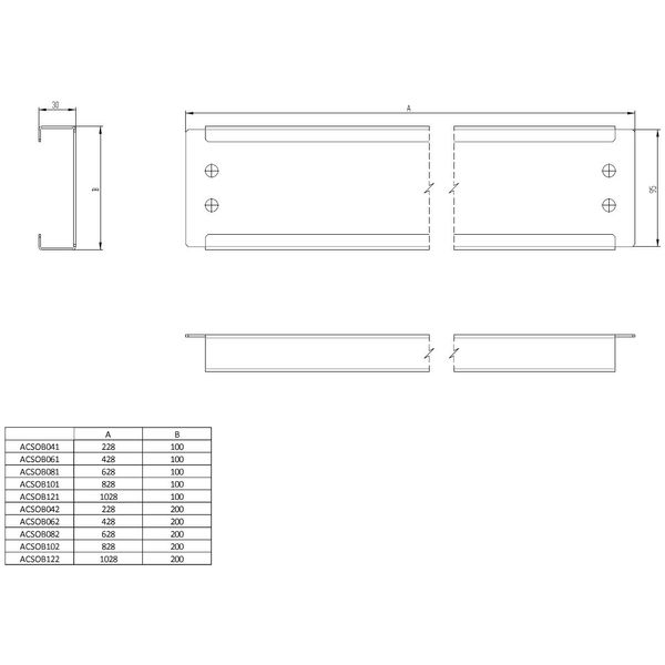 Plinth front and rear part W=1200 H=100 mm sheet steel image 3