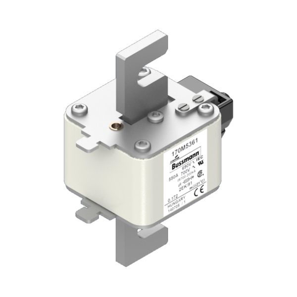 Fuse-link, high speed, 550 A, AC 690 V, size 2, 61 x 77 x 126 mm, aR, IEC, UL, single indicator image 15