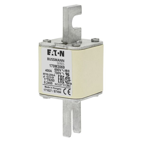 Fuse-link, high speed, 400 A, AC 690 V, compact DIN 1, 45 x 58 x 104 mm, aR, DIN, IEC, single indicator image 5