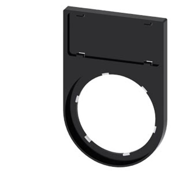 Label holder, flat, Frame rounded off at the bottom, black, for labeling  3SU1900-0AR10-0AA0-Z X90 image 1