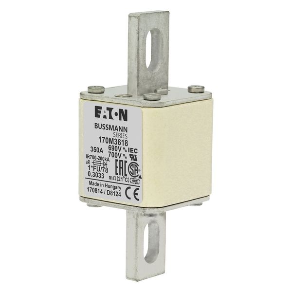 Fuse-link, high speed, 350 A, AC 690 V, compact size 1, 45 x 45 x 110 mm, aR, IEC, UL image 5