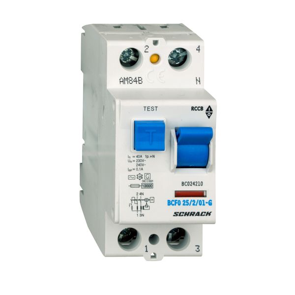 Residual current circuit breaker 40A, 2-p, 100mA, type AC,G image 1