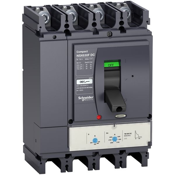 circuit breaker ComPact NSX400F DC, 36 kA at 750 VDC, TM-DC trip unit, 400 A rating, 4 poles image 3