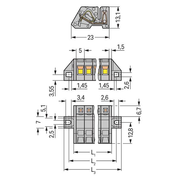 1-conductor female connector, angled CAGE CLAMP® 2.5 mm² gray image 3