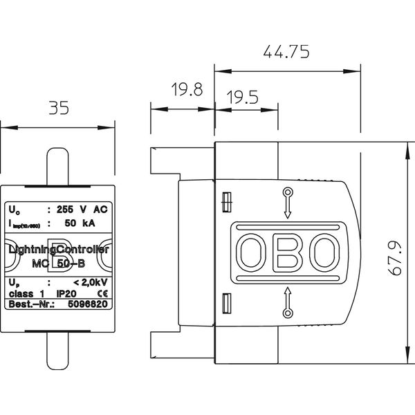 MC 50-B 0 VDE LightningController plug-in arrester 255V image 2