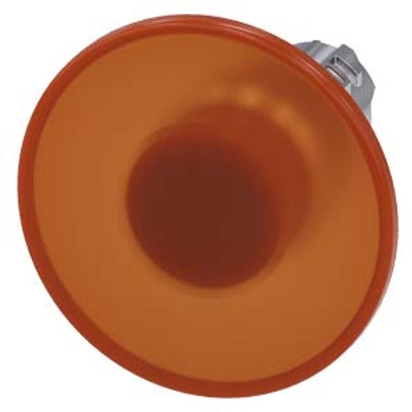 Illuminated mushroom pushbutton, 22 mm, round, metal, shiny, amber, 60 mm, momentary contact type,  3SU1051-1CD00-0AA0-Z Y15 image 1