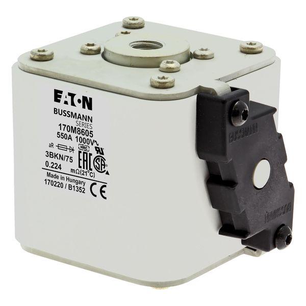 Fuse-link, high speed, 550 A, AC 1000 V, size 3, 74 x 92 x 76 mm, aR, IEC, UL, single indicator image 12