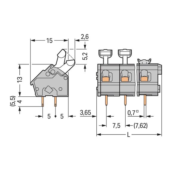 PCB terminal block push-button 2.5 mm² gray image 2