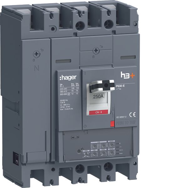 Moulded Case Circuit Breaker h3+ P630 LSI 4P4D N0-50-100% 250A 70kA FT image 1