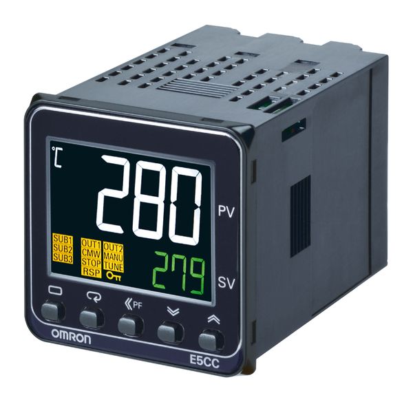 Temperature controller, 1/16DIN (48 x 48mm), 1 x relay output, 2 x aux E5CC1191H image 3