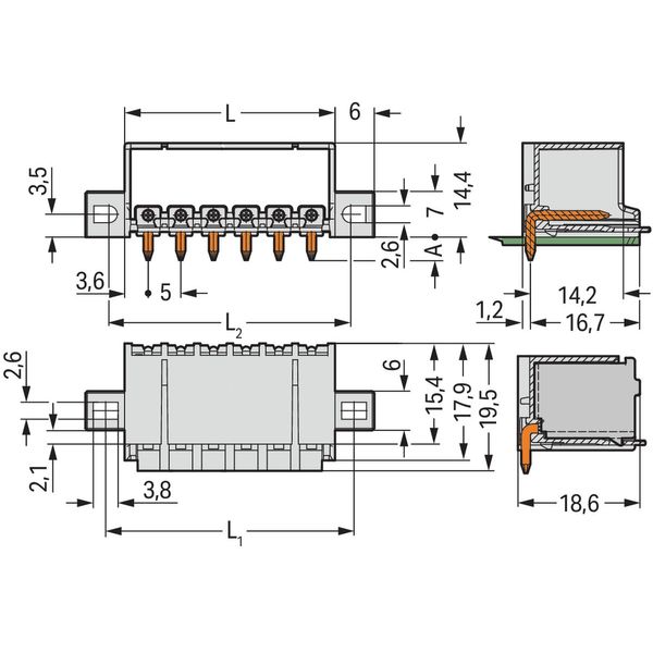 2092-1422/005-000 THT male header; 1.4 mm Ø solder pin; angled image 3