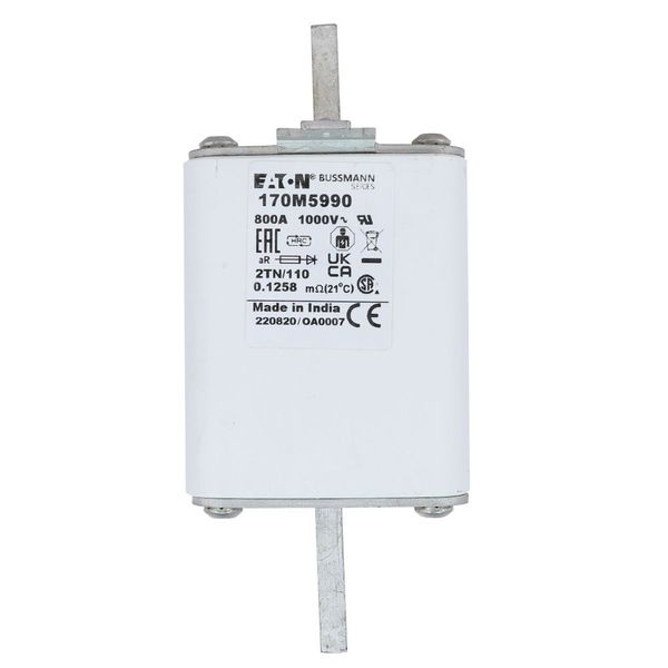 Fuse-link, high speed, 800 A, AC 1000 V, DIN 2, 59 x 75 x 138 mm, aR, DIN, IEC, single indicator image 9