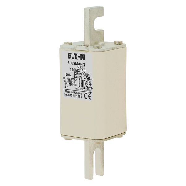 Fuse-link, high speed, 50 A, AC 1250 V, compact size 1, 45 x 58 x 138 mm, aR, DIN, IEC, type T indicator image 4