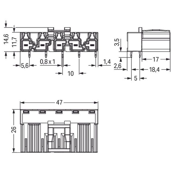 Plug for PCBs angled 5-pole gray image 3