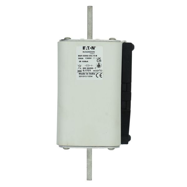 Fuse-link, high speed, 500 A, DC 1500 V, 3L, 74 x 91 x 201 mm, gBat, IEC, bolted connection image 8