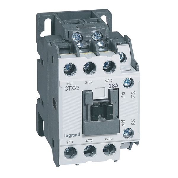 3-pole contactors CTX³ 22 - 18 A - 24 V~ - 1 NO + 1 NC - screw terminals image 1
