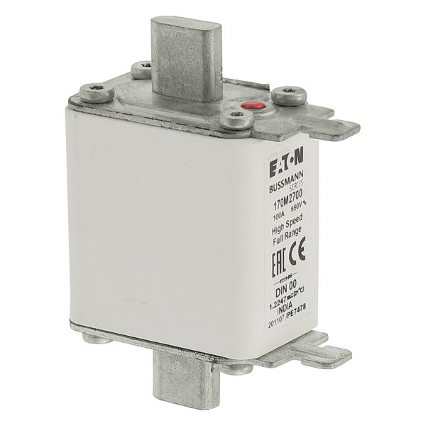 Fuse-link, high speed, 100 A, AC 690 V, DIN 00, 30 x 60 x 79 mm, gR, DIN, IEC, single indicator image 25