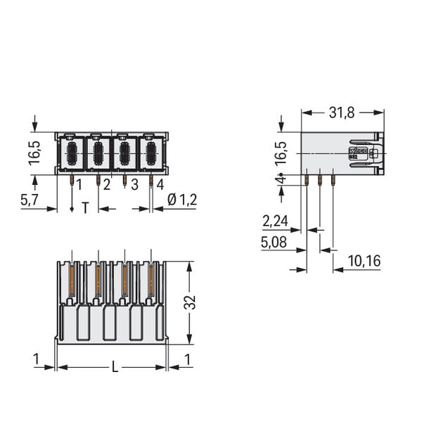 832-3623 THT male header; 1.2 x 1.2 mm solder pin; angled image 7