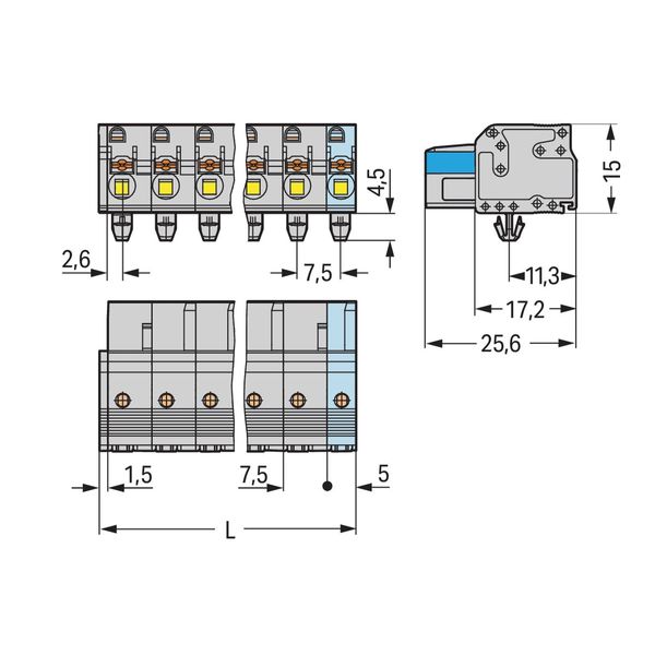 1-conductor female connector push-button Push-in CAGE CLAMP® light gra image 2