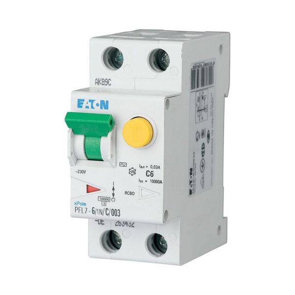 RCD/MCB combination, 6 A, 300 mA, MCB trip characteristic: B, 1p+N, RCD trip characteristic: AC image 1