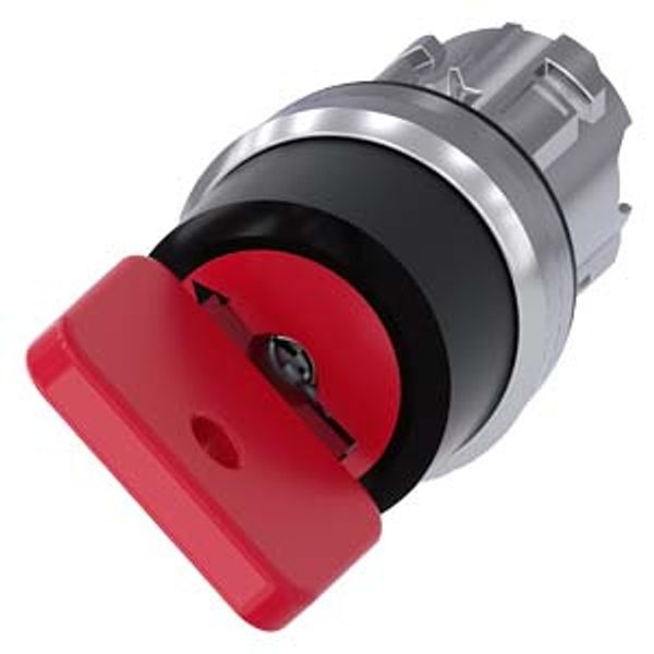 3SU1050-4FC01-0AA0-Z Y19 Key-operated switch O.M.R, 22 mm, round, metal, shiny, lock number 73037, red, with 2 keys, 2 switch positions O image 1