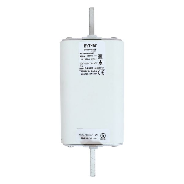 Fuse-link, high speed, 400 A, DC 1000 V, 3L, 75 x 91 x 205 mm, gPV, UL, IEC, with indicator image 15