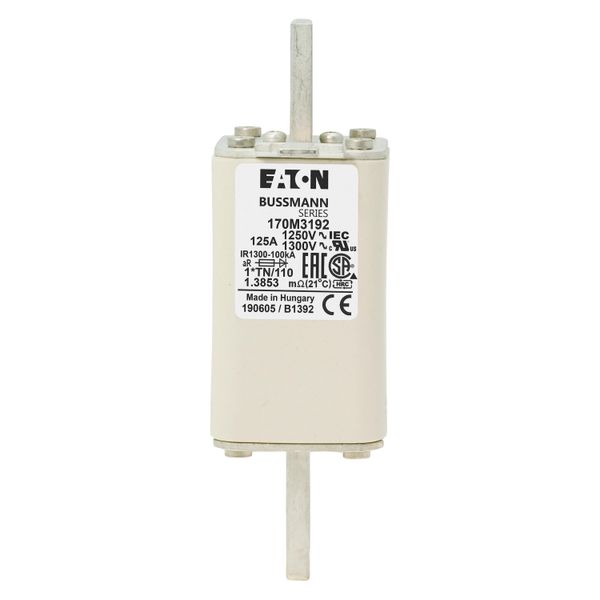 Fuse-link, high speed, 125 A, AC 1250 V, compact size 1, 45 x 58 x 138 mm, aR, DIN, IEC, type T indicator image 7