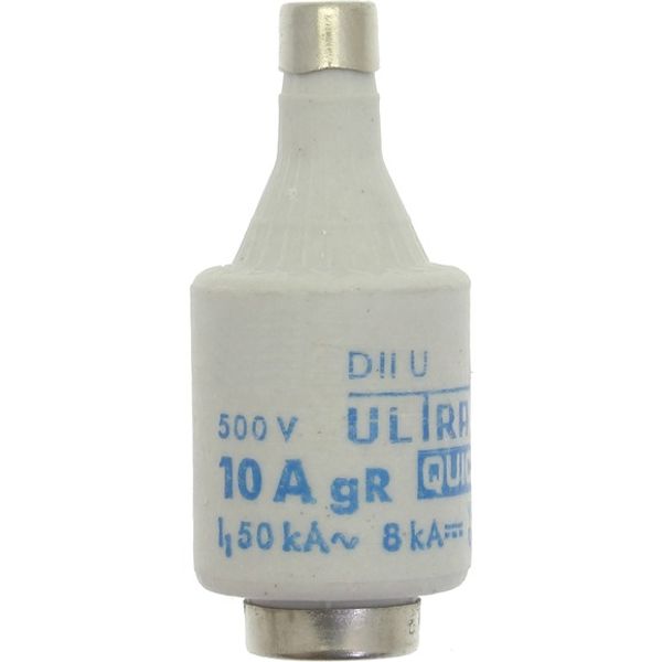 Fuse-link, LV, 10 A, AC 500 V, D2, aR, IEC, ultra rapid image 1