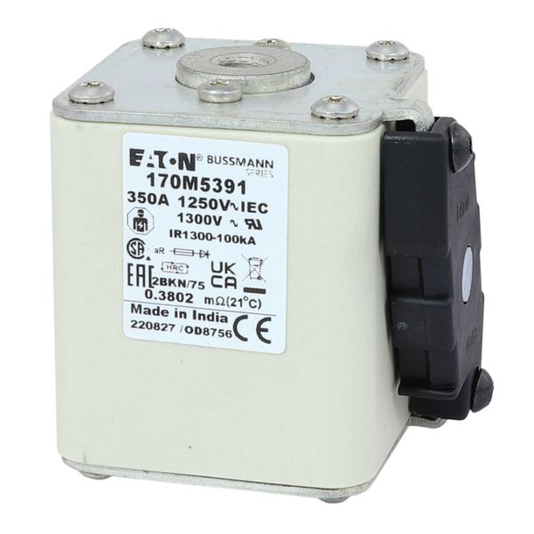 Fuse-link, high speed, 350 A, AC 1250 V, size 2, 61 x 75 x 77 mm, aR, IEC, UL, single indicator image 5