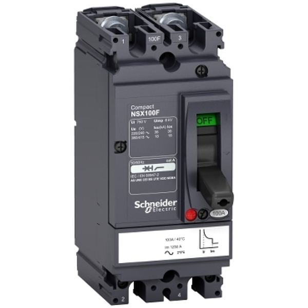 circuit breaker ComPact NSX100F AC/DC, 18 kA at 415 VAC, TMD trip unit 63 A, 2 poles 2d image 2