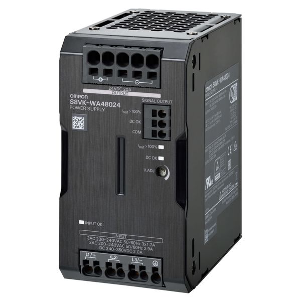 3-phase power supply, 480 W, 24 VDC, 20 A, DIN rail mounting S8VK7002B image 3