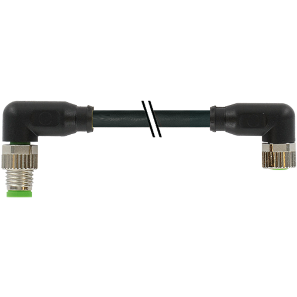 M8 male 90° / M8 female 90° A-cod. PUR 4x0.25 bk UL/CSA+drag ch. 2m image 1