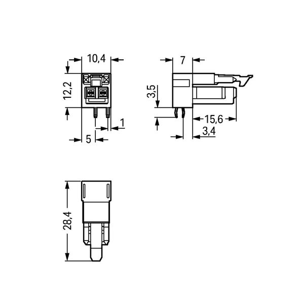 Socket for PCBs angled 2-pole black image 5