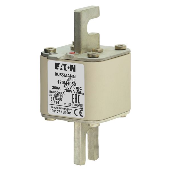 Fuse-link, high speed, 200 A, AC 690 V, DIN 1, 53 x 66 x 108 mm, aR, DIN, IEC, single indicator image 5